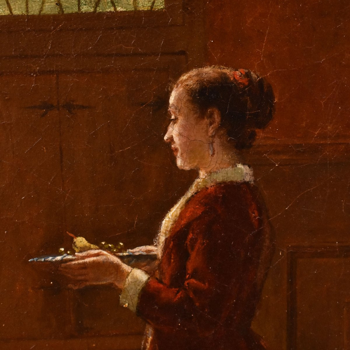 QUADRI ANTICHI, RITRATTI FIAMMINGHI, SCENE D'INTERNI, OLIO SU TELA, EPOCA OTTOCENTO. (QR721)-photo-5