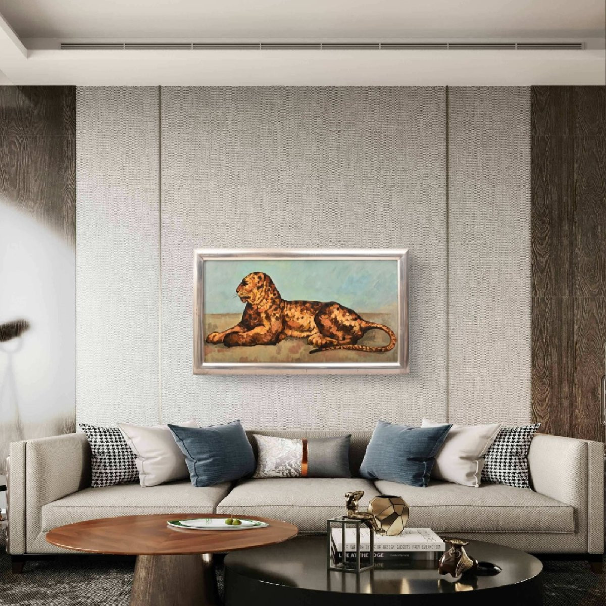 DIPINTI ANTICHI, RITRATTI DI LEOPARDI, FIERA, OLIO SU CARTONE, EPOCA NOVECENTO. (QA725)-photo-2