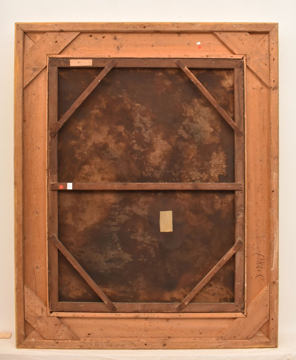 GRANDE NATURA MORTA DI FIORI CON ROSE E MALVAROSE, QUADRI ANTICHI, OLIO SU TELA, XIX (QF726)-photo-6