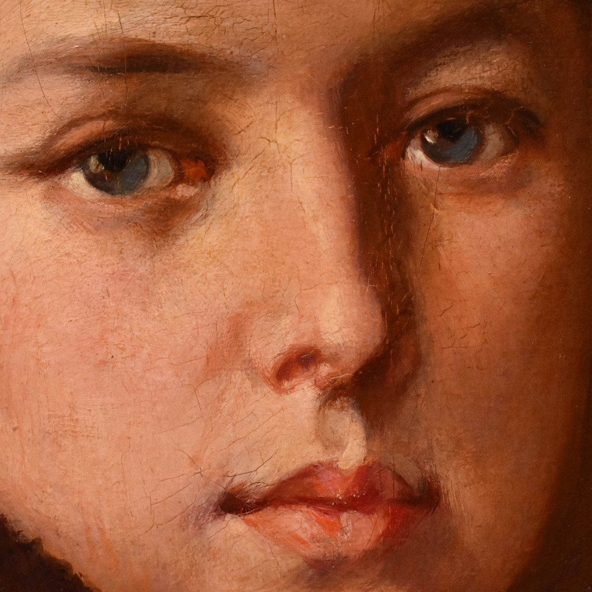 QUADRI ANTICHI, RITRATTI DI DONNA CON CAPPELLO E GUANTI, GRANDE OLIO SU TELA, OTTOCENTO (QR729)-photo-2