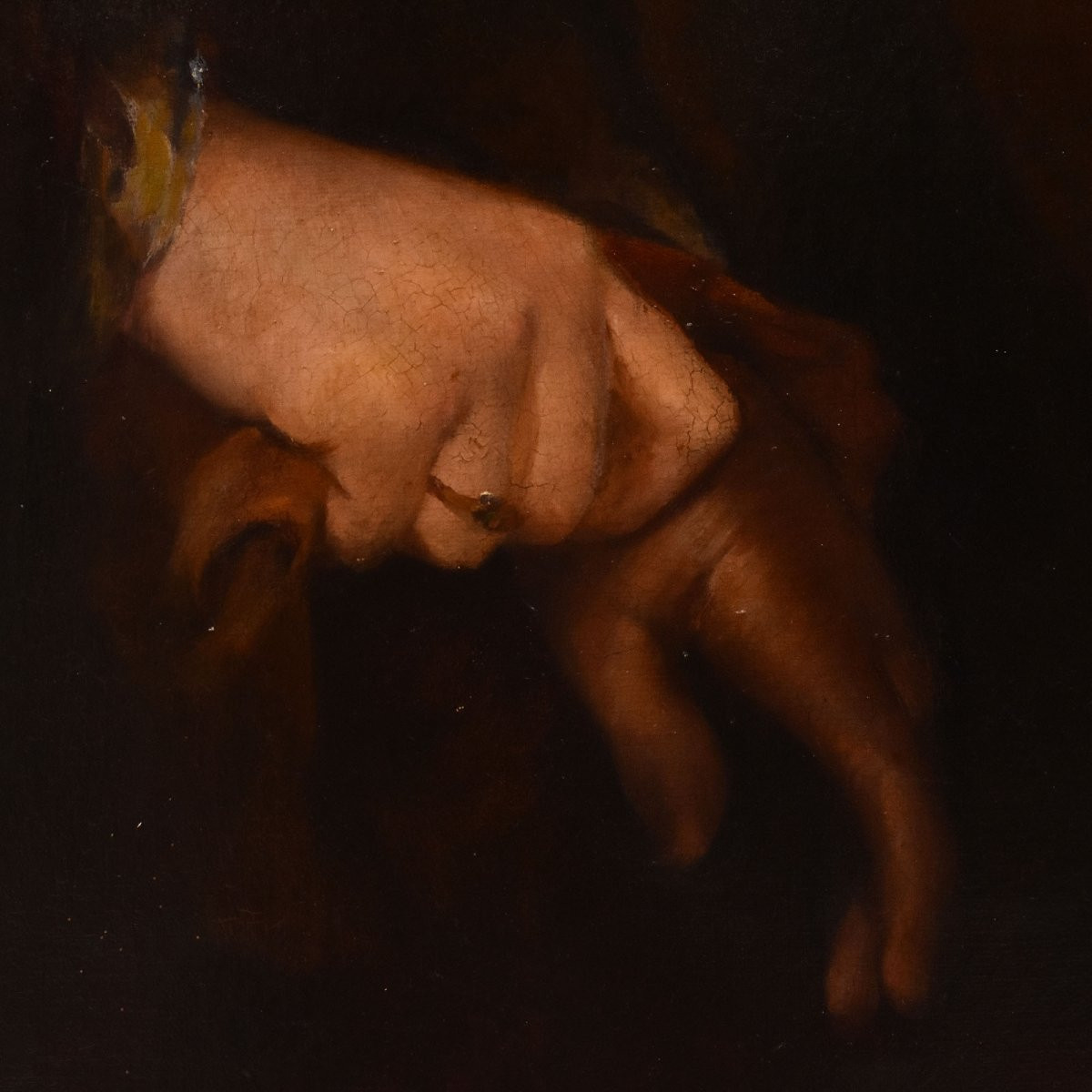 QUADRI ANTICHI, RITRATTI DI DONNA CON CAPPELLO E GUANTI, GRANDE OLIO SU TELA, OTTOCENTO (QR729)-photo-3