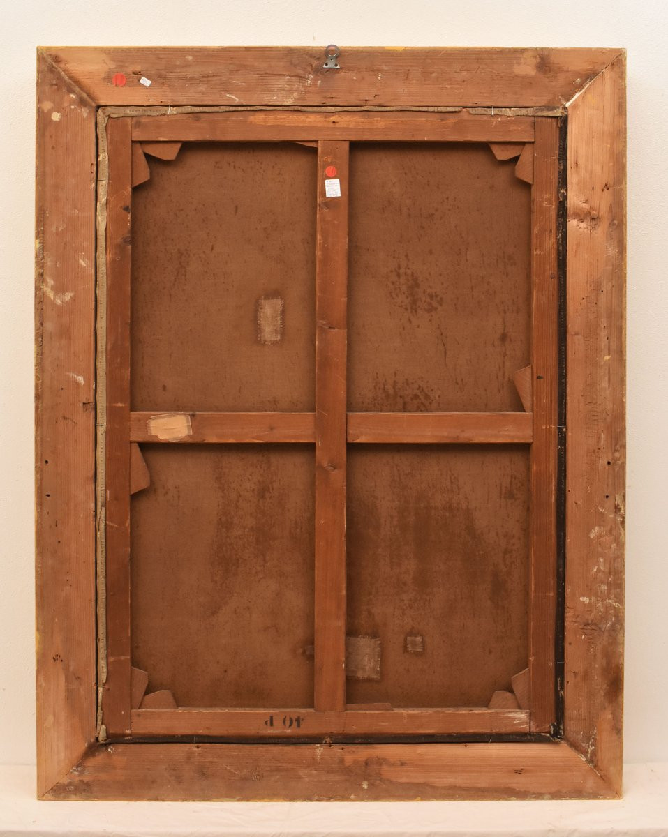 QUADRI ANTICHI, RITRATTI DI DONNA CON CAPPELLO E GUANTI, GRANDE OLIO SU TELA, OTTOCENTO (QR729)-photo-5