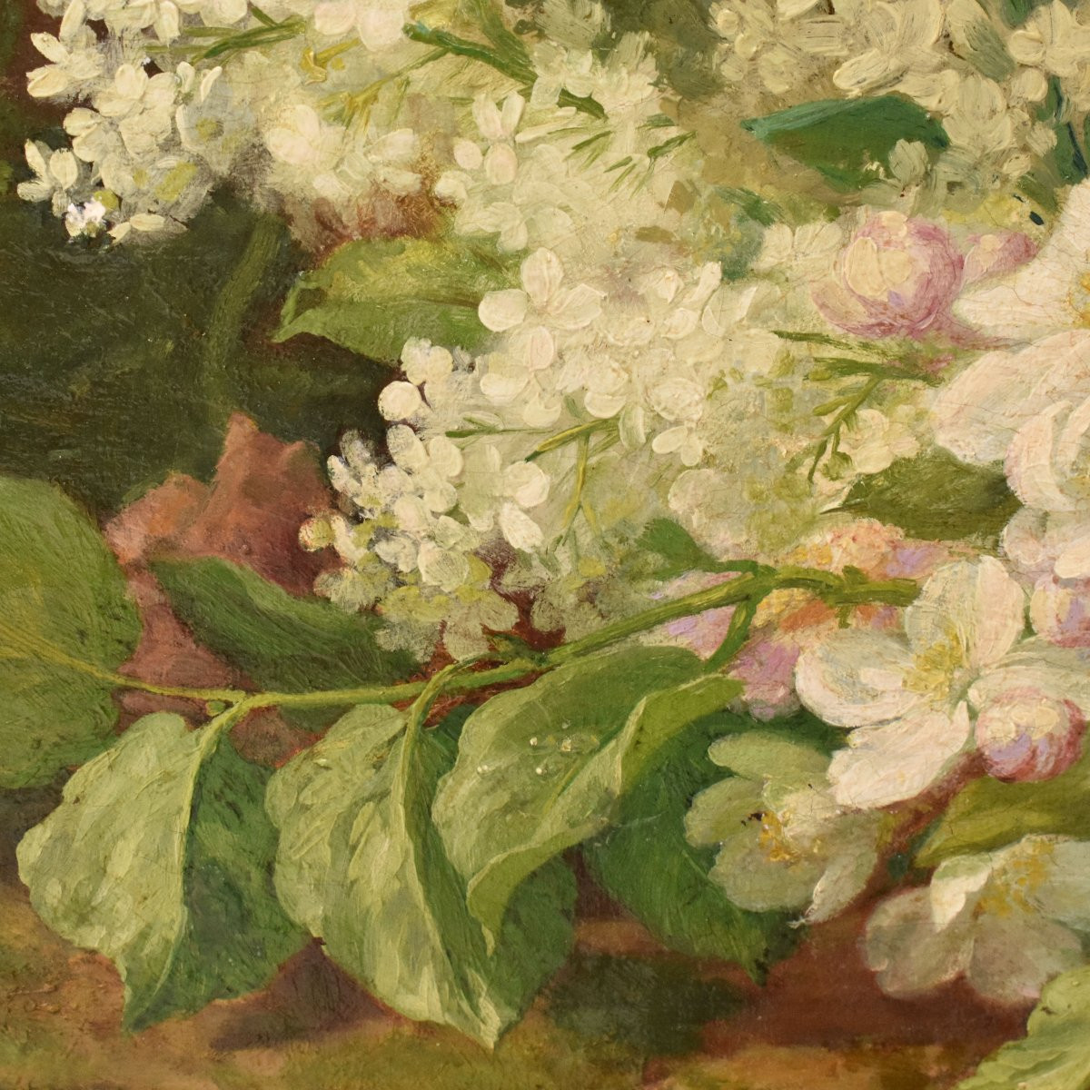 NATURA MORTA DI FIORI CON ROSE E LILLÀ, NATURA MORTA FLOREAE, OLIO SU TELA, XIX SECOLO. (QF734)-photo-1