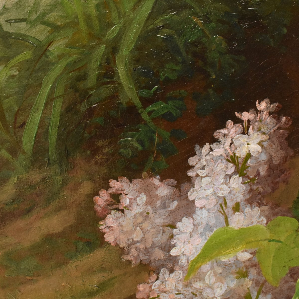 NATURA MORTA DI FIORI CON ROSE E LILLÀ, NATURA MORTA FLOREAE, OLIO SU TELA, XIX SECOLO. (QF734)-photo-5