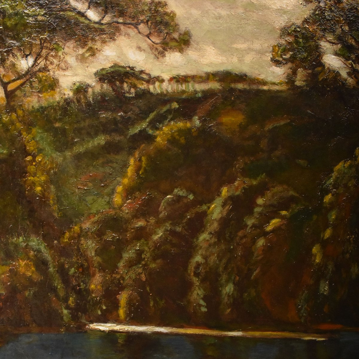 DIPINTI ANTICHI CON PAESAGGI CON MUCCHE E PASTORI, OLIO SU TELA, FINE DEL XIX SECOLO. (QP730)-photo-4