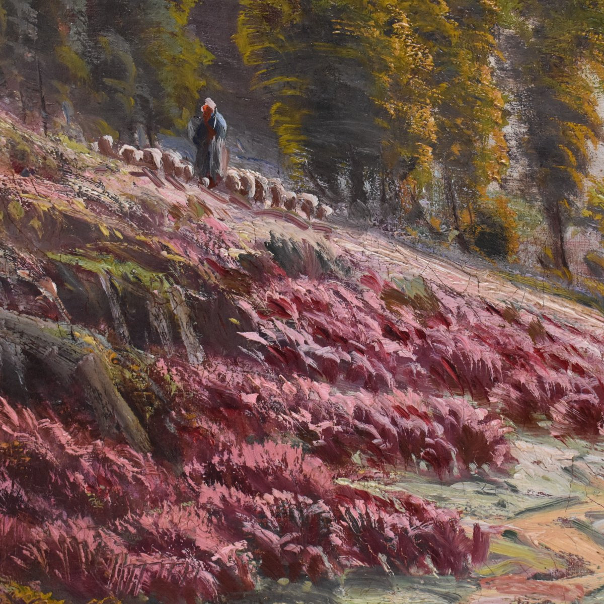 Dipinti Antichi Paesaggi, La Corrèze, Gaston Anglade, Olio Su Tela, Inizio XX Secolo. (QP733)-photo-4