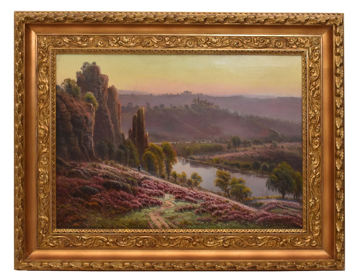 Dipinti Antichi Paesaggi, La Corrèze, Gaston Anglade, Olio Su Tela, Inizio XX Secolo. (QP733)
