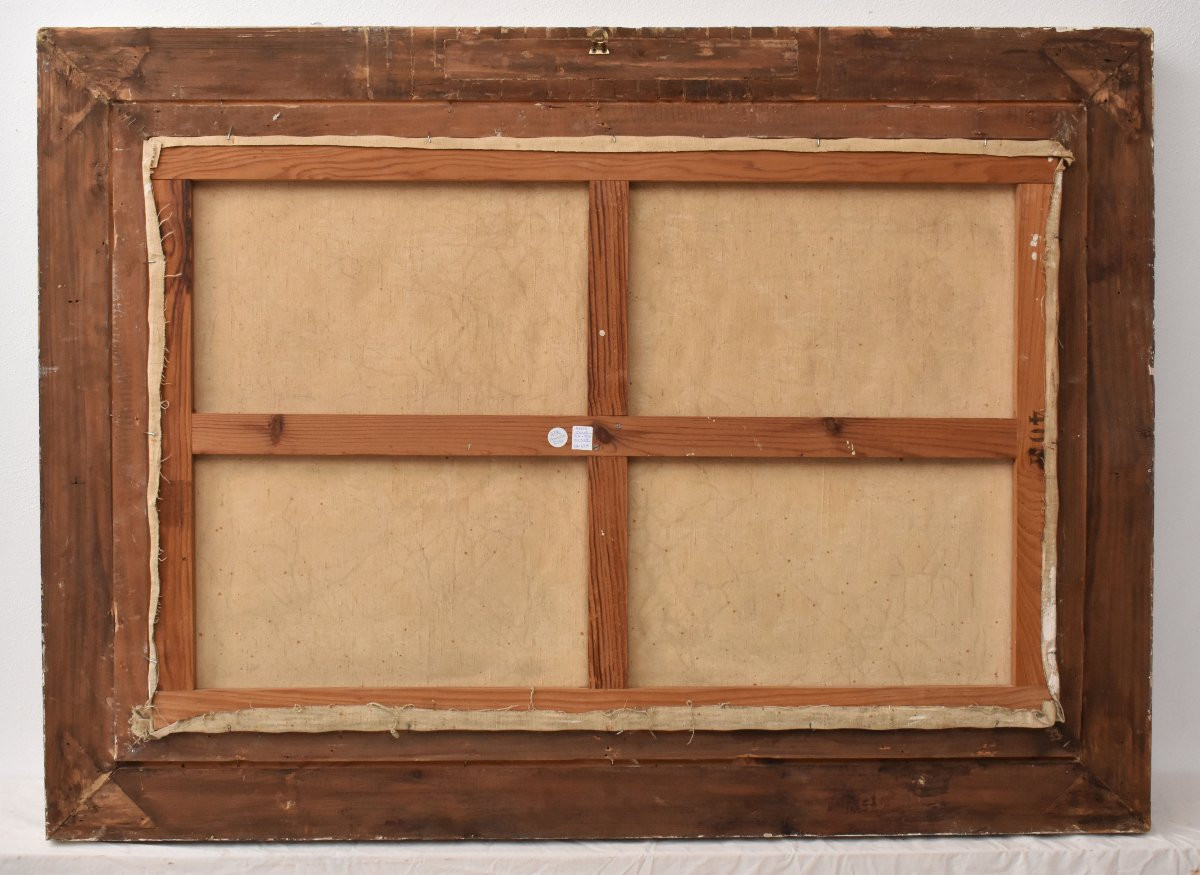 QUADRI ANTICHI, ART DECO, NATURA MORTA CON FIORI DI GAROFANI E MIMOSE, OLIO SU TELA, XX (QF735)-photo-6