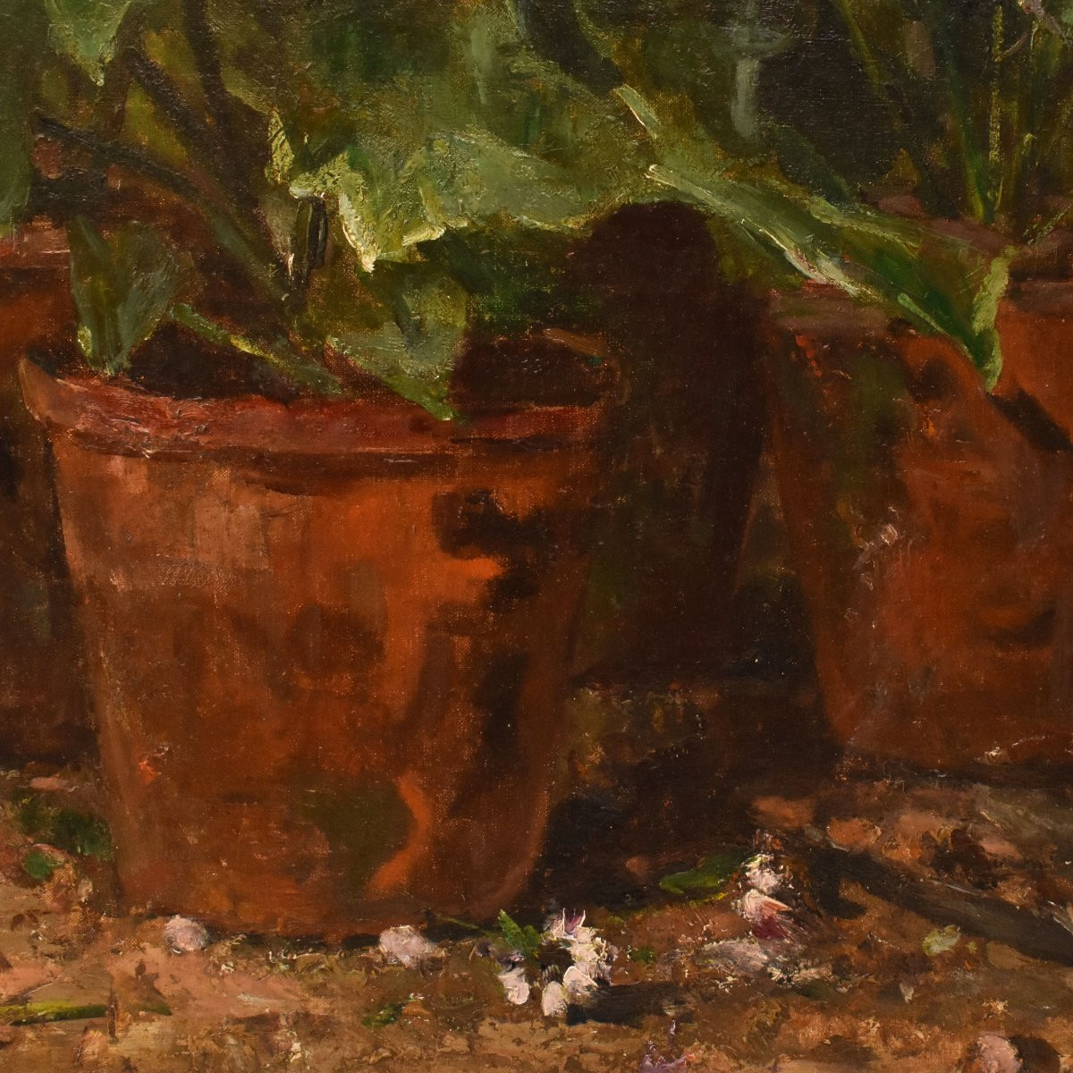 NATURA MORTA DI FIORI CON FIORDALISI E MARGHERITE, QUADRI ANTICHI, OLIO SU TELA, XIX (QF736)-photo-4