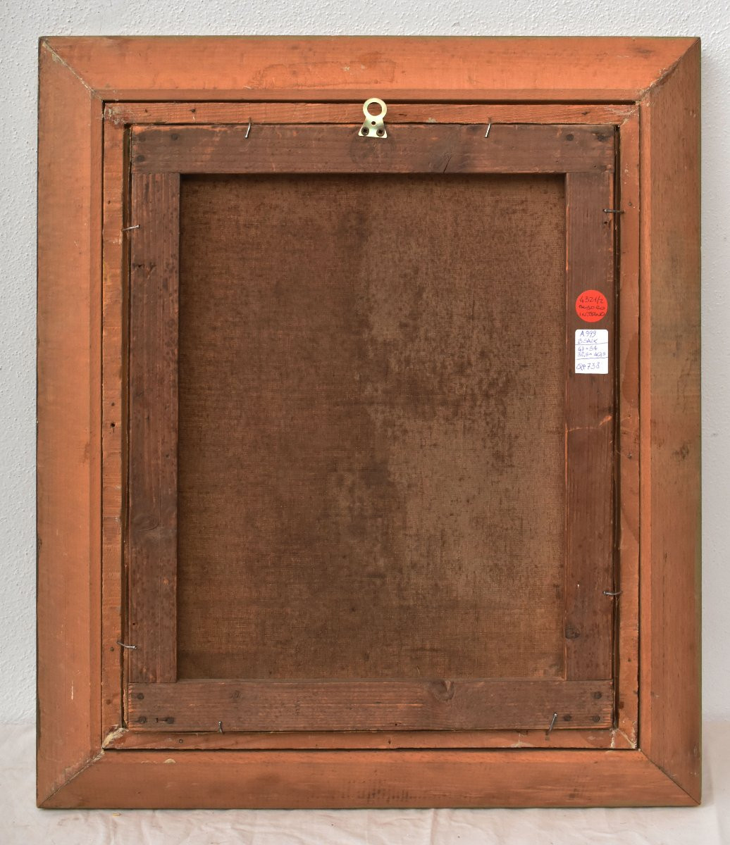 DIPINTI ANTICHI, INTERNO OTTOCENTESCO, OLIO SU TELA, FINE XIX SECOLO (QP738)-photo-5