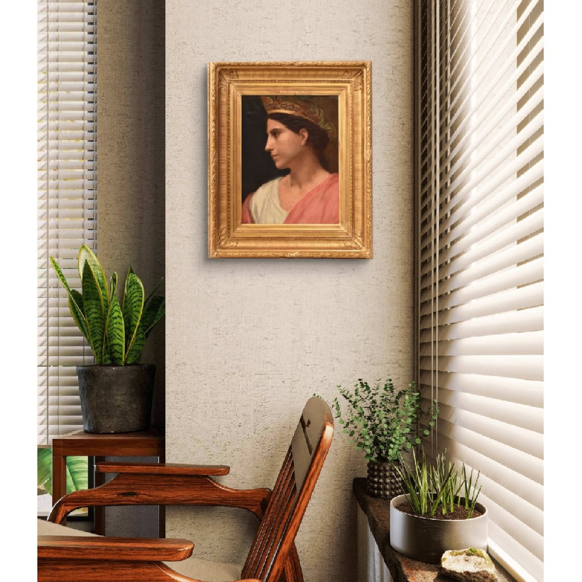 QUADRI ANTICHI, RITRATTI DI DONNA DI PROFILO NEOCLASSICA, OLIO SU TELA, OTTOCENTO. (QR 741)-photo-2
