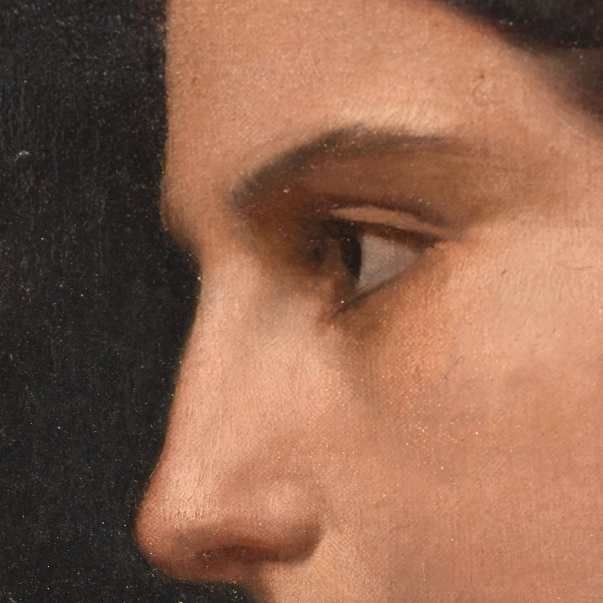 QUADRI ANTICHI, RITRATTI DI DONNA DI PROFILO NEOCLASSICA, OLIO SU TELA, OTTOCENTO. (QR 741)-photo-3