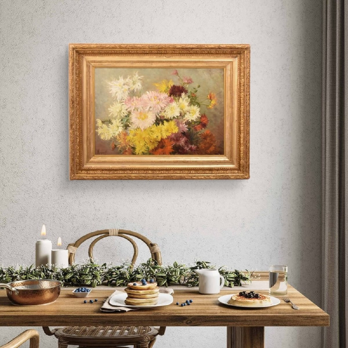 DIPINTI ANTICHI DI FIORI, PICCOLA NATUR MORTA CON PEONIE, OLIO SU TELA, XIX SECOLO. (QF740)   -photo-2