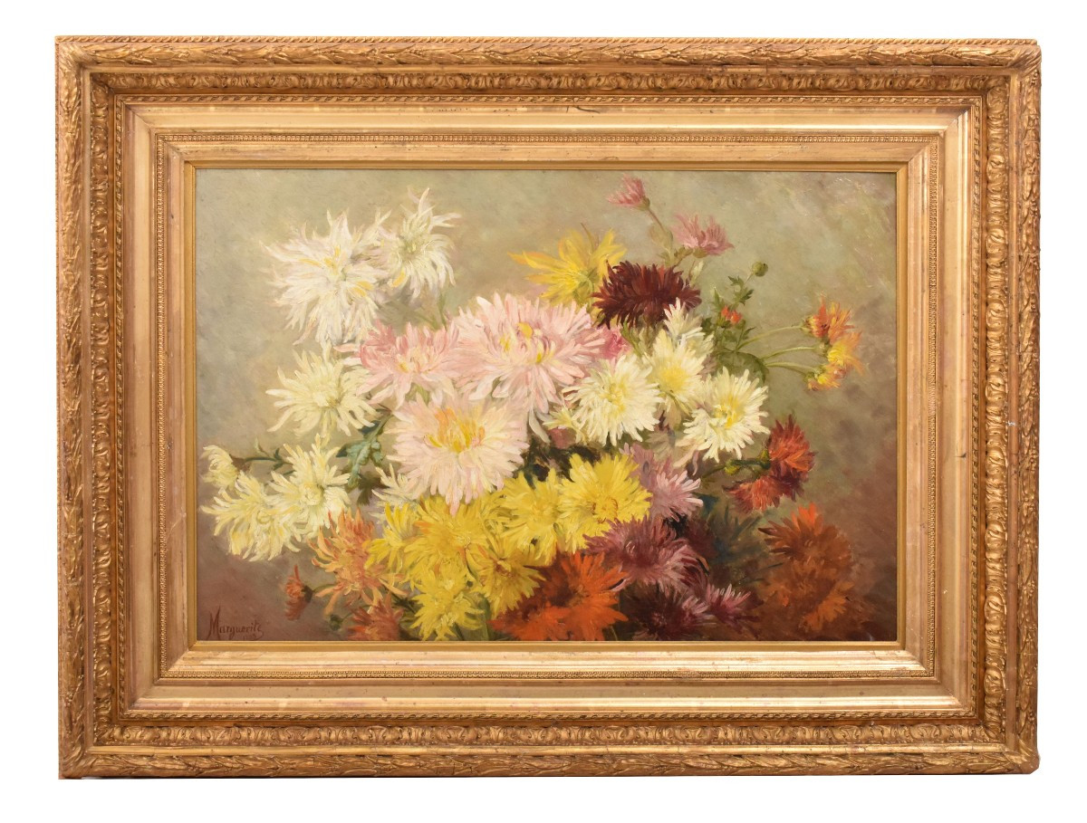 DIPINTI ANTICHI DI FIORI, PICCOLA NATUR MORTA CON PEONIE, OLIO SU TELA, XIX SECOLO. (QF740)   