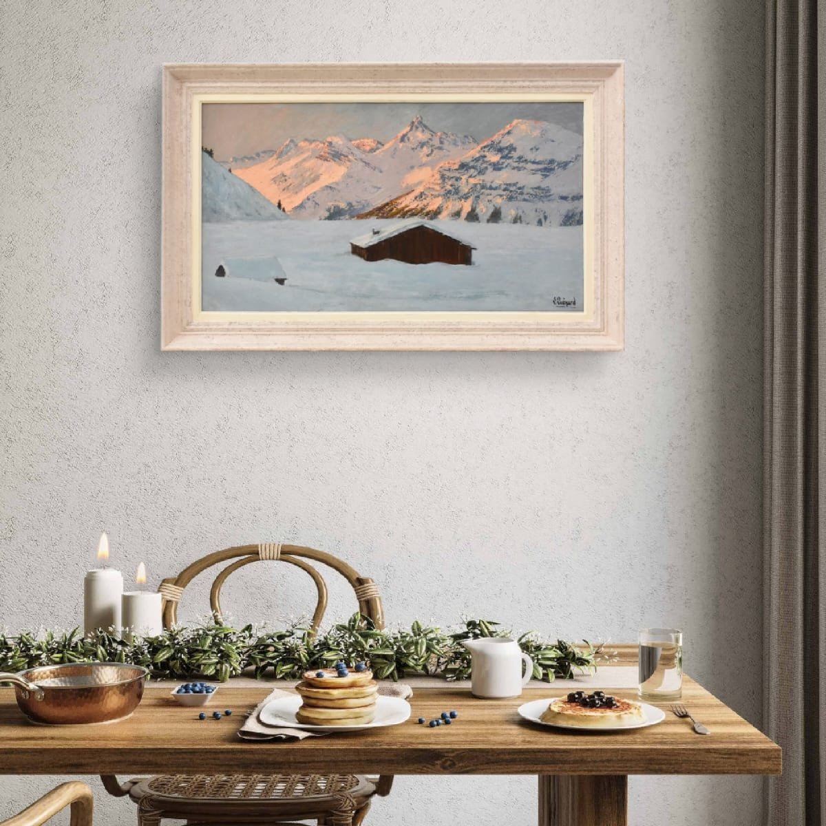 QUADRI PAESAGGI DI MONTAGNA, ALPI INNEVATE, OLIO SU TAVOLA, PRIMI DEL NOVECENTO. (QP749)-photo-2