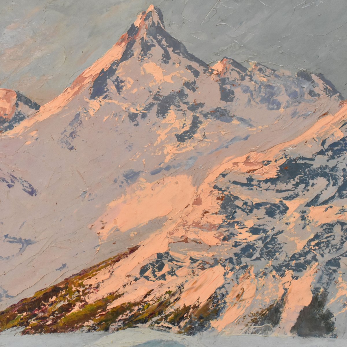 QUADRI PAESAGGI DI MONTAGNA, ALPI INNEVATE, OLIO SU TAVOLA, PRIMI DEL NOVECENTO. (QP749)-photo-2