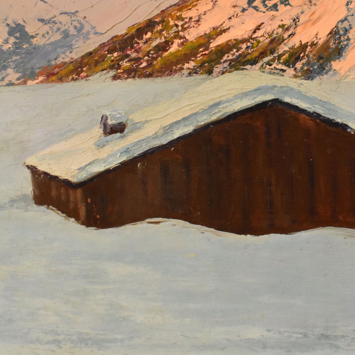 QUADRI PAESAGGI DI MONTAGNA, ALPI INNEVATE, OLIO SU TAVOLA, PRIMI DEL NOVECENTO. (QP749)-photo-4