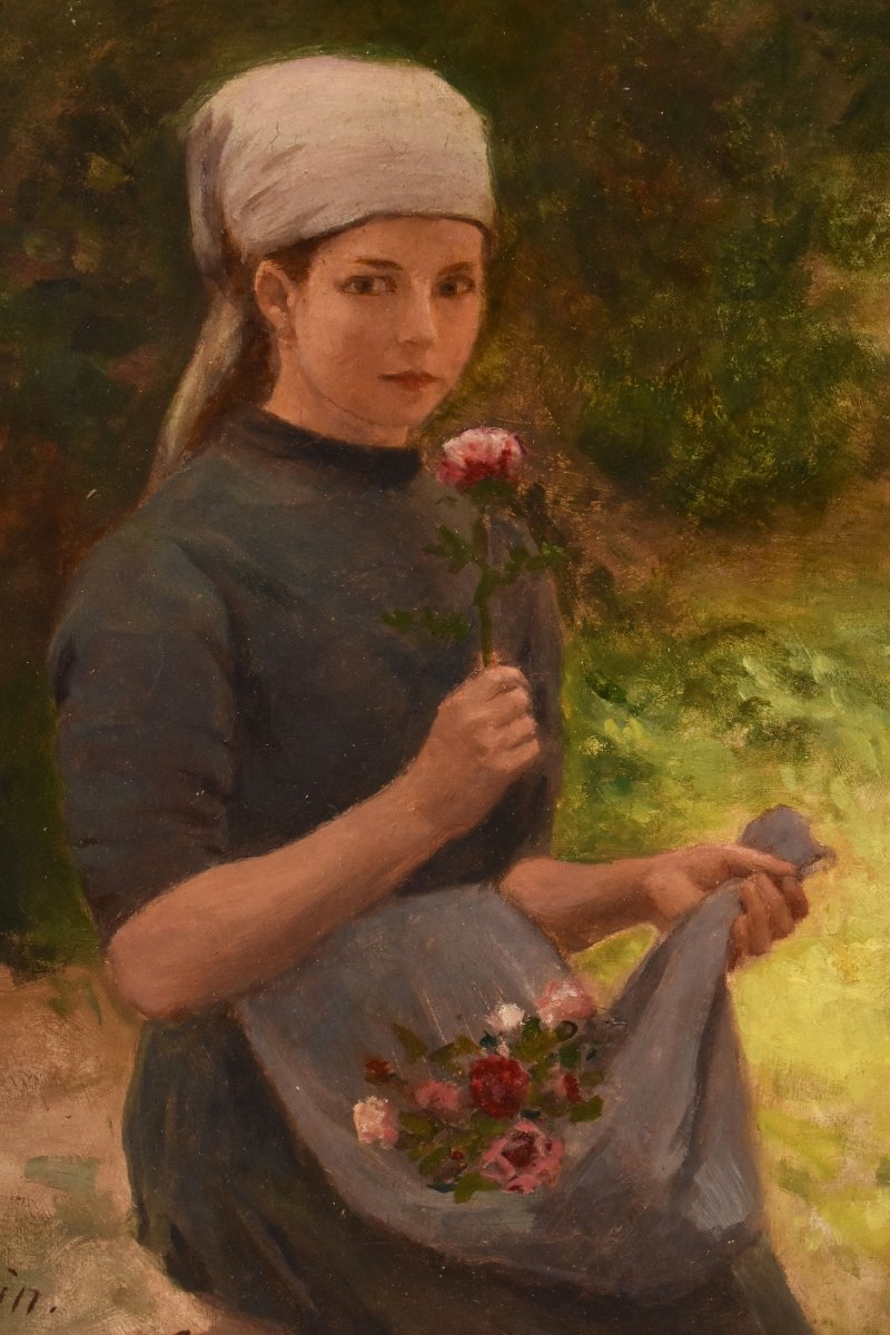 QUADRI ANTICHI, RITRATTI DI DONNA, OLIO SU TELA, EPOCA FINE OTTOCENTO. (QR757)-photo-3