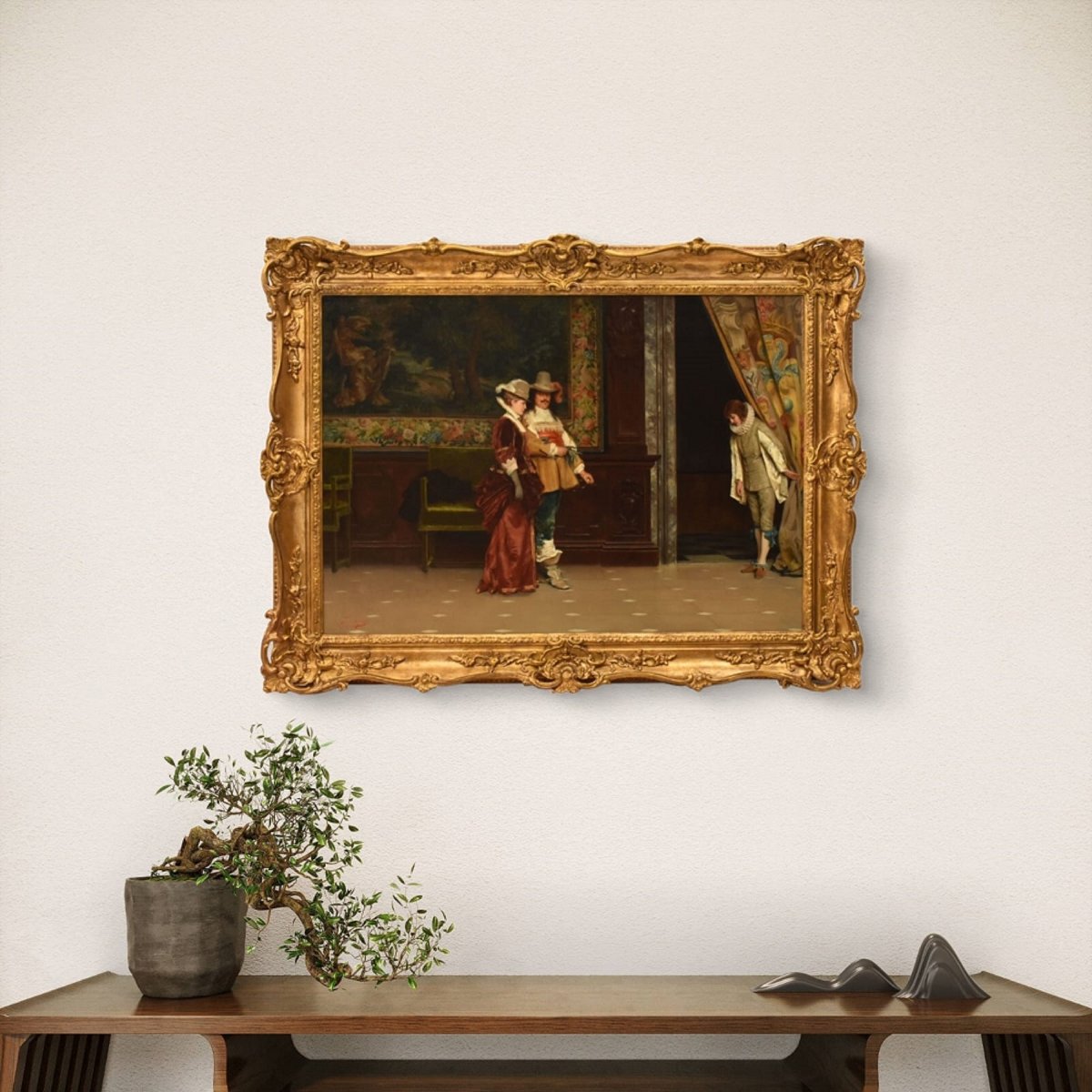 QUADRI ANTICHI, RITRATTI DI INTERNO, PITTURA DI GENERE ITALIANA, OLIO SU TELA, XIX (QR760)-photo-2