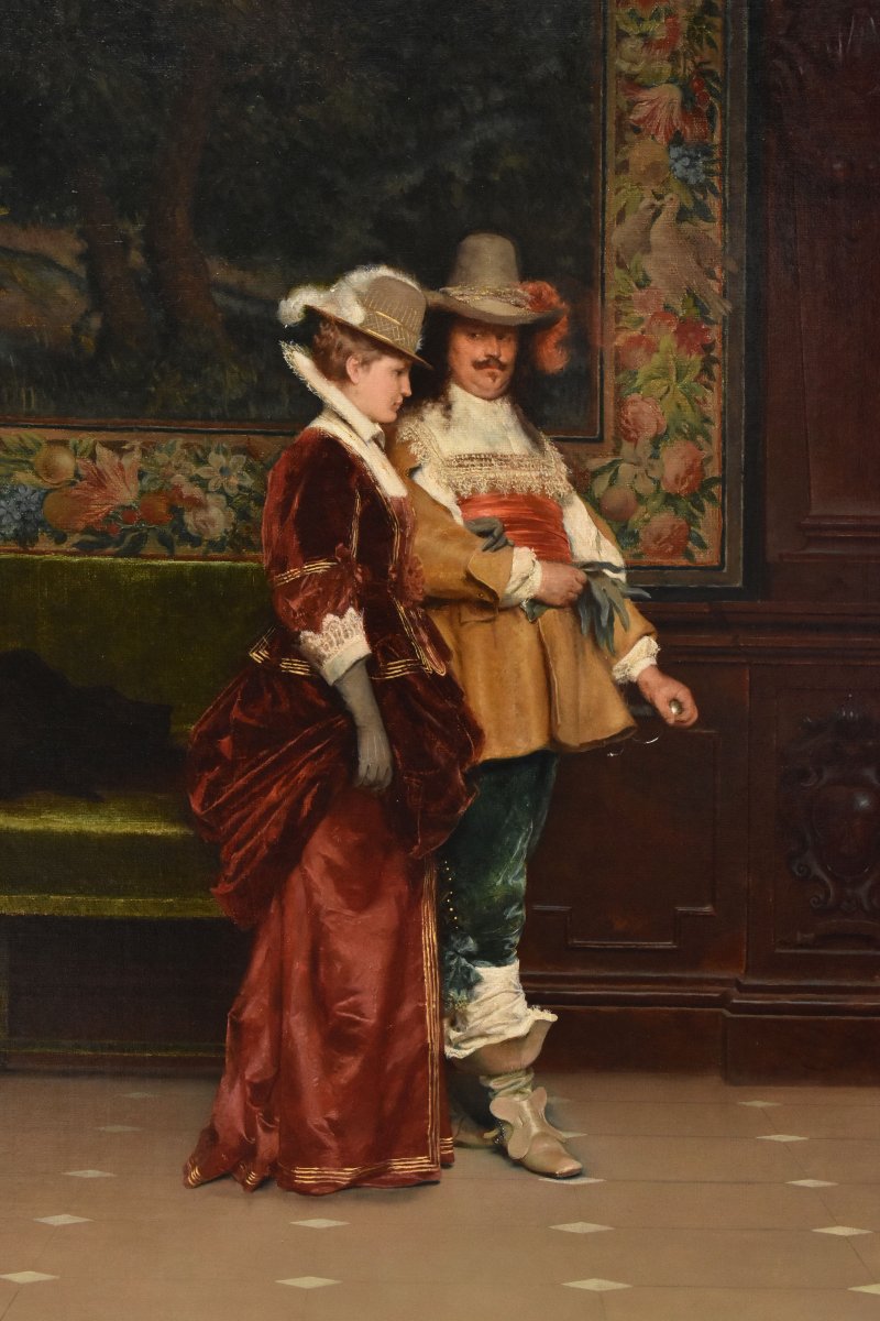 QUADRI ANTICHI, RITRATTI DI INTERNO, PITTURA DI GENERE ITALIANA, OLIO SU TELA, XIX (QR760)-photo-4