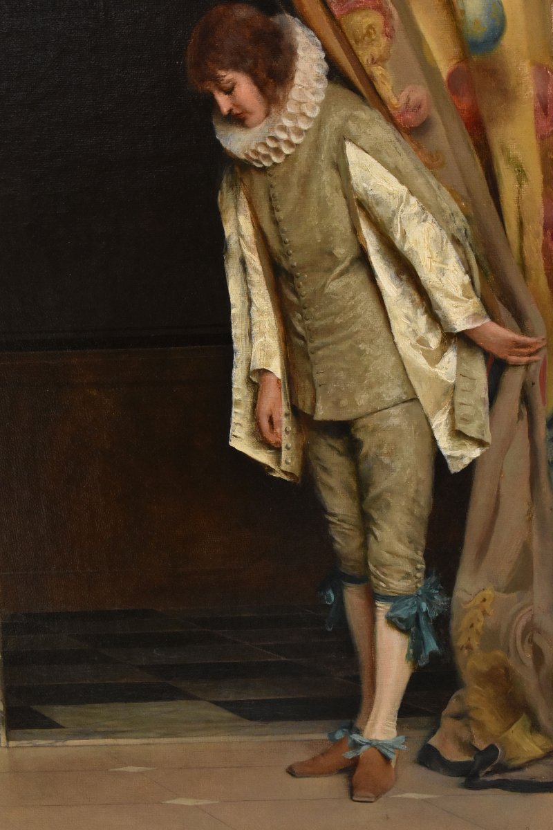 QUADRI ANTICHI, RITRATTI DI INTERNO, PITTURA DI GENERE ITALIANA, OLIO SU TELA, XIX (QR760)-photo-1