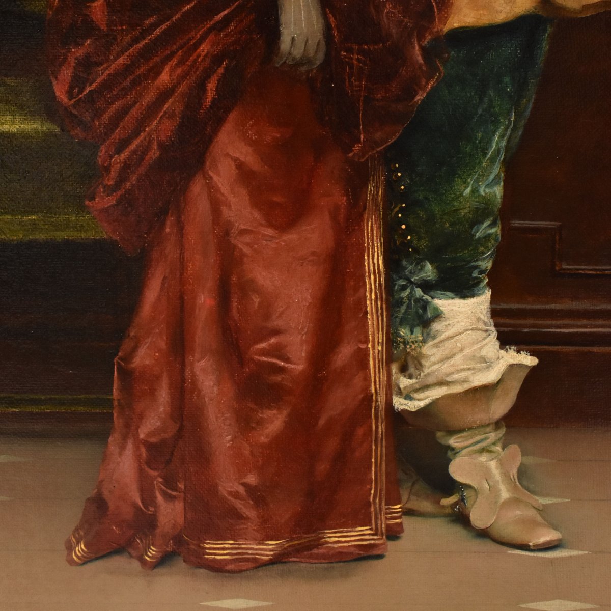 QUADRI ANTICHI, RITRATTI DI INTERNO, PITTURA DI GENERE ITALIANA, OLIO SU TELA, XIX (QR760)-photo-4