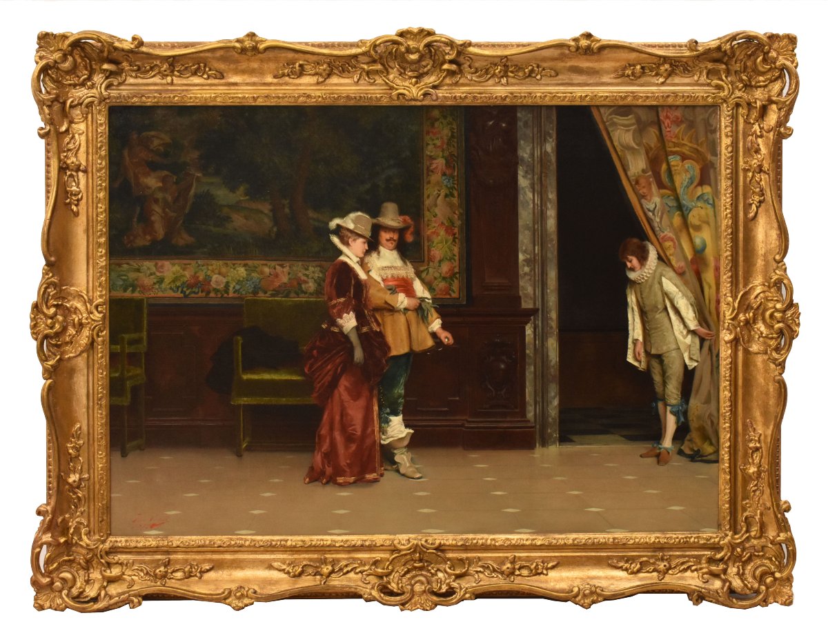 QUADRI ANTICHI, RITRATTI DI INTERNO, PITTURA DI GENERE ITALIANA, OLIO SU TELA, XIX (QR760)