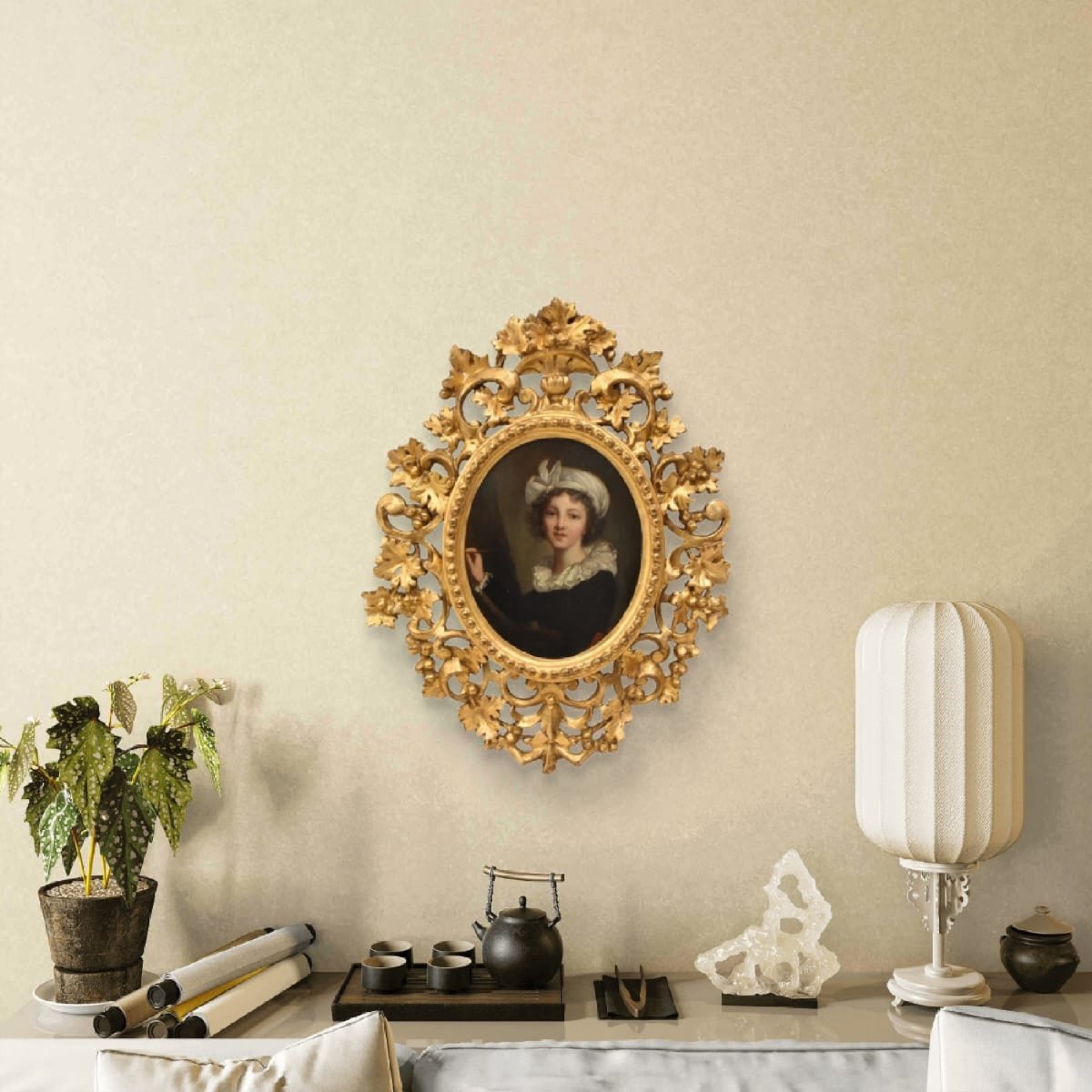 QUADRI ANTICHI, RITRATTI DI DONNA, PICCOLO RITRATTO FORMA OVALE, OLIO SU CARTONE, XIX (QR761)-photo-2
