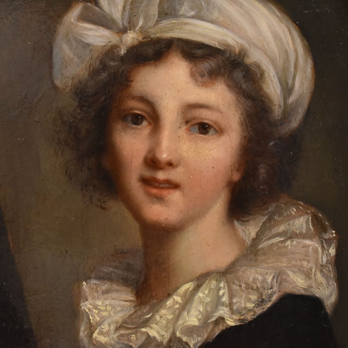 QUADRI ANTICHI, RITRATTI DI DONNA, PICCOLO RITRATTO FORMA OVALE, OLIO SU CARTONE, XIX (QR761)-photo-1