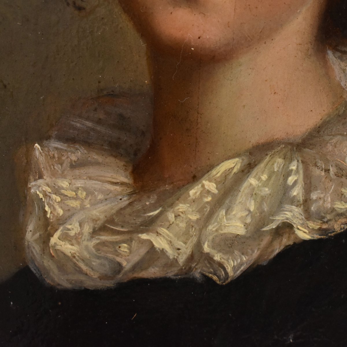 QUADRI ANTICHI, RITRATTI DI DONNA, PICCOLO RITRATTO FORMA OVALE, OLIO SU CARTONE, XIX (QR761)-photo-3