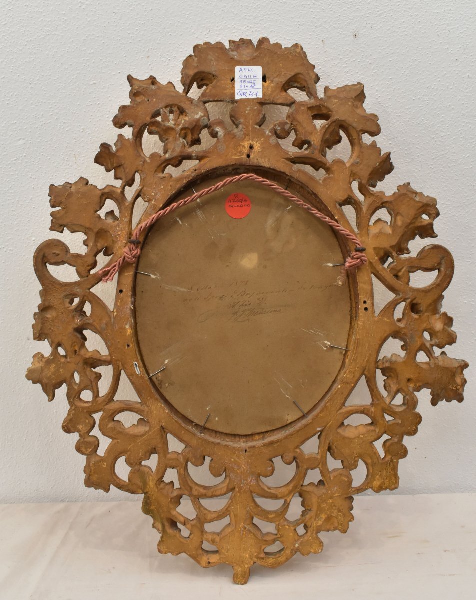 QUADRI ANTICHI, RITRATTI DI DONNA, PICCOLO RITRATTO FORMA OVALE, OLIO SU CARTONE, XIX (QR761)-photo-5