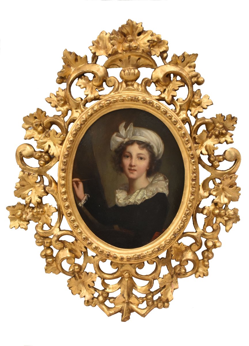 QUADRI ANTICHI, RITRATTI DI DONNA, PICCOLO RITRATTO FORMA OVALE, OLIO SU CARTONE, XIX (QR761)