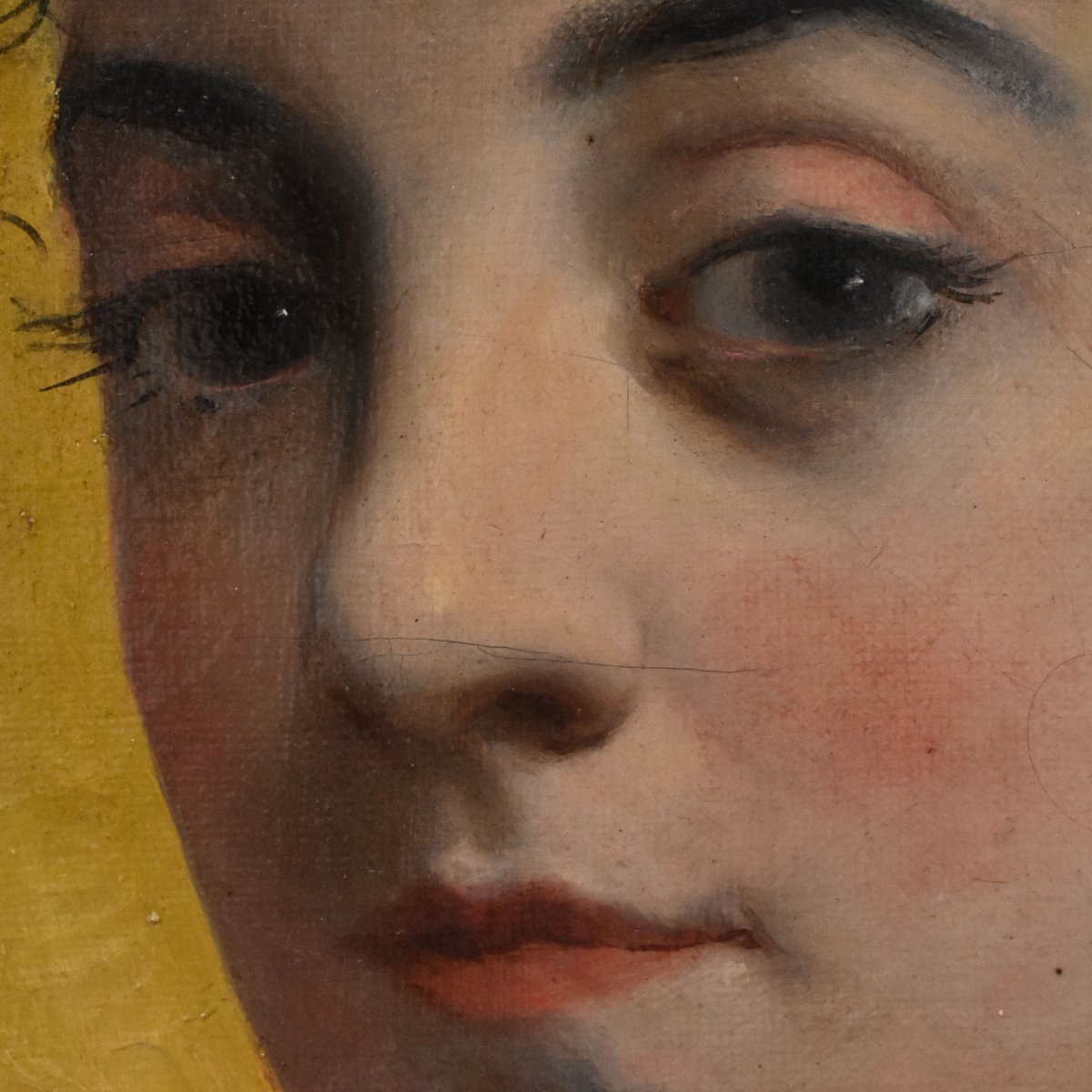 QUADRI ANTICHI, RITRATTI DI GIOVANE DONNA  ABITO BIANCO, FORMA OVALE, OLIO SU TELA, XIX (QR764)-photo-4