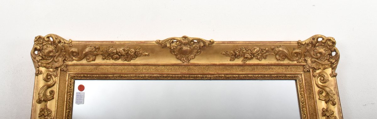 SPECCHIO ANTICO RETTANGOLARE, SPECCHIERA ANTICA LUIGI FILIPPO, CORNICE DORATA, XIX. (SPR208)-photo-1