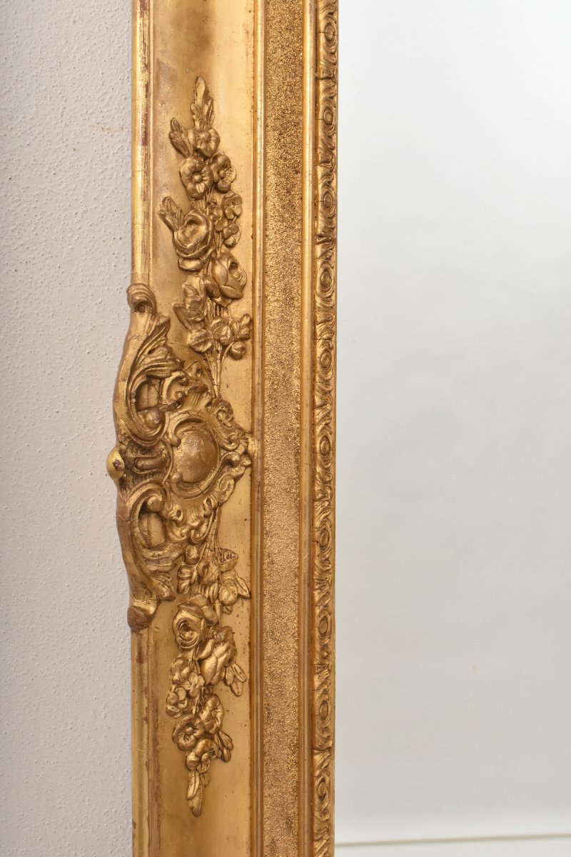 SPECCHIO ANTICO RETTANGOLARE, SPECCHIERA ANTICA LUIGI FILIPPO, CORNICE DORATA, XIX. (SPR208)-photo-3