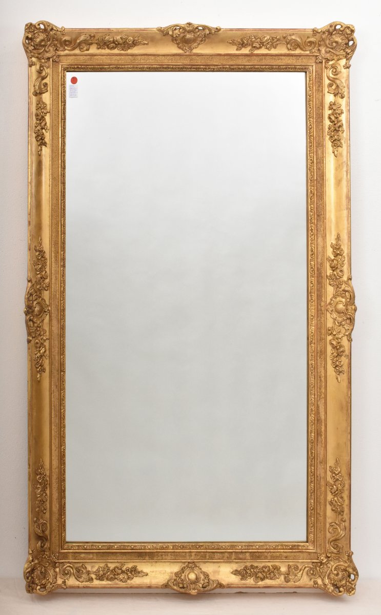 SPECCHIO ANTICO RETTANGOLARE, SPECCHIERA ANTICA LUIGI FILIPPO, CORNICE DORATA, XIX. (SPR208)