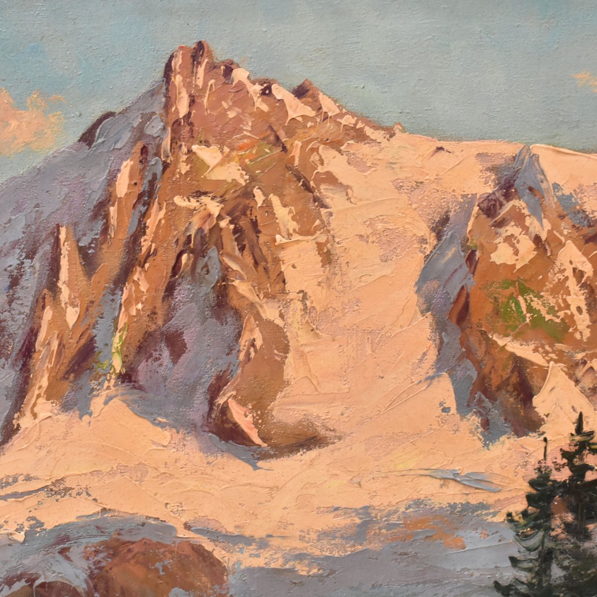 DIPINTI ANTICHI, QUADRI PAESAGGI DI MONTAGNA, ALPI INNEVATE, OLIO SU TELA, XX. (QP766)-photo-4