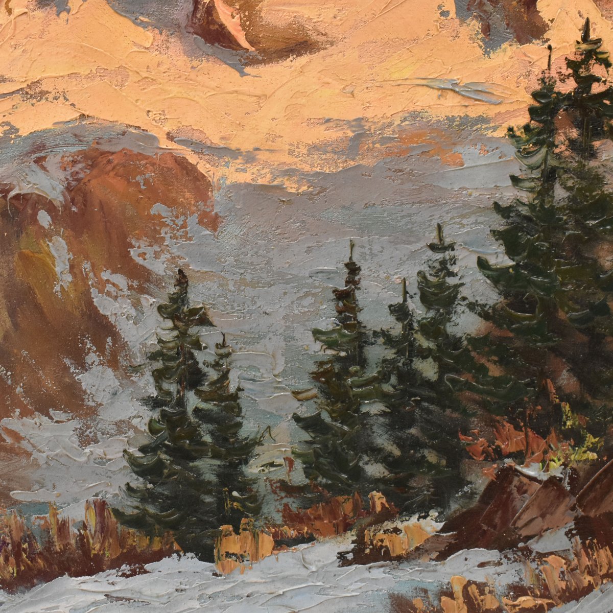 DIPINTI ANTICHI, QUADRI PAESAGGI DI MONTAGNA, ALPI INNEVATE, OLIO SU TELA, XX. (QP766)-photo-2