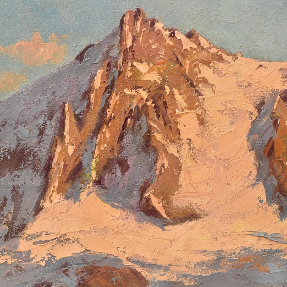 DIPINTI ANTICHI, QUADRI PAESAGGI DI MONTAGNA, ALPI INNEVATE, OLIO SU TELA, XX. (QP766)-photo-3