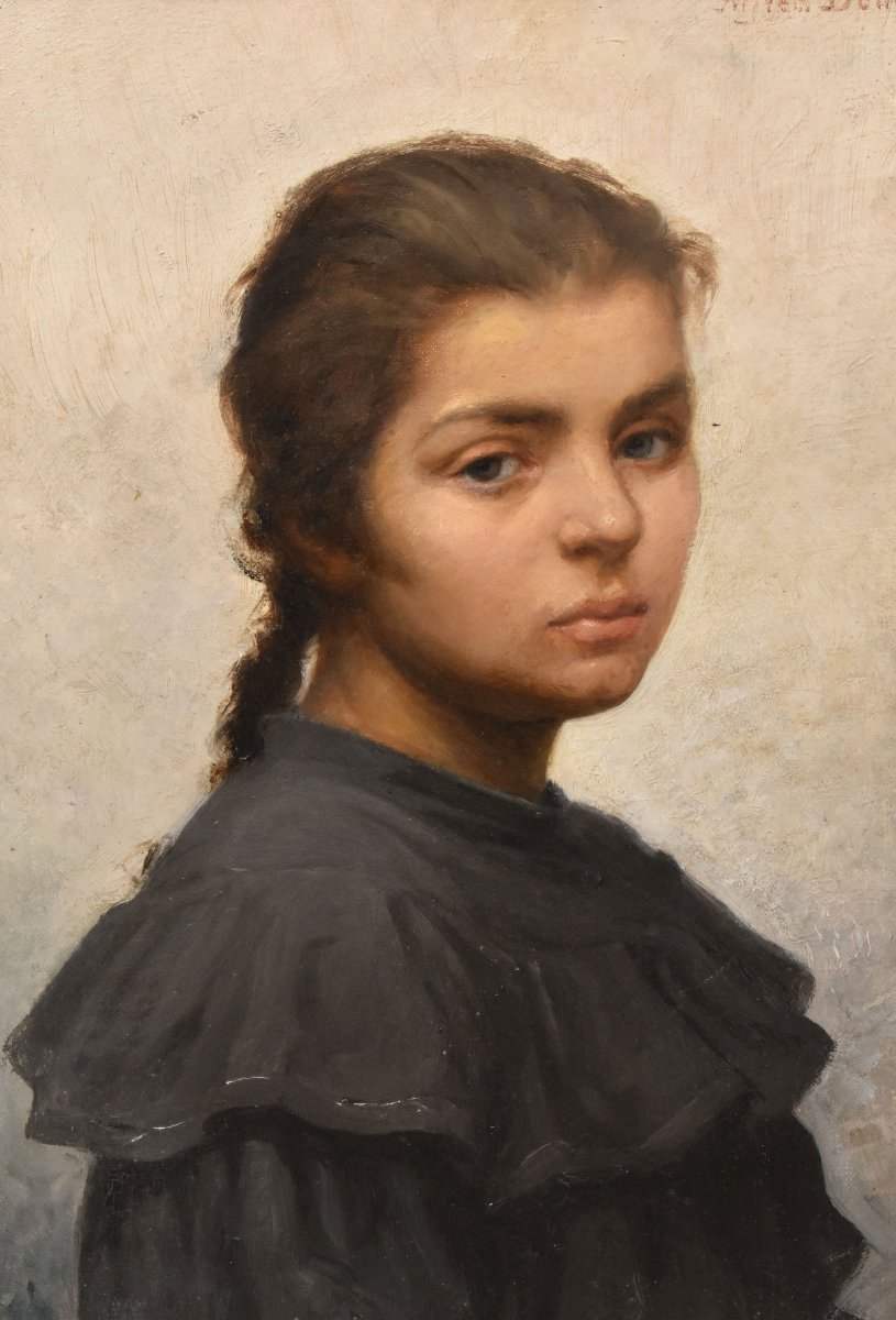 QUADRI ANTICHI, RITRATTI DI DONNA, OLIO SU TELA, EPOCA FINE OTTOCENTO. (QR769)-photo-3