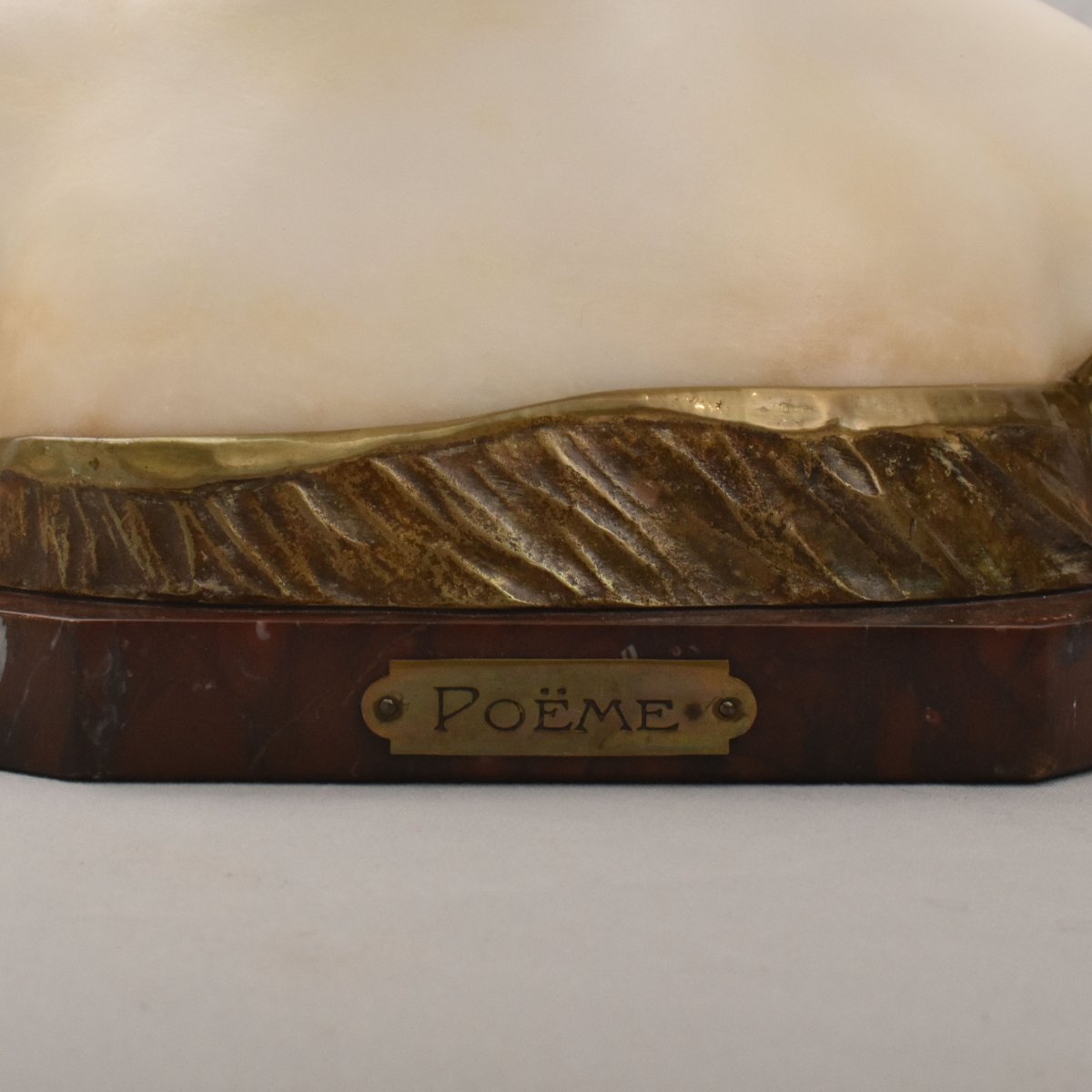 SCULTURE ANTICHE IN ALABASTRO, SCULTURA DI DONNA, BUSTO FEMMINILE “POÈME”,  XIX (STAL107)-photo-2