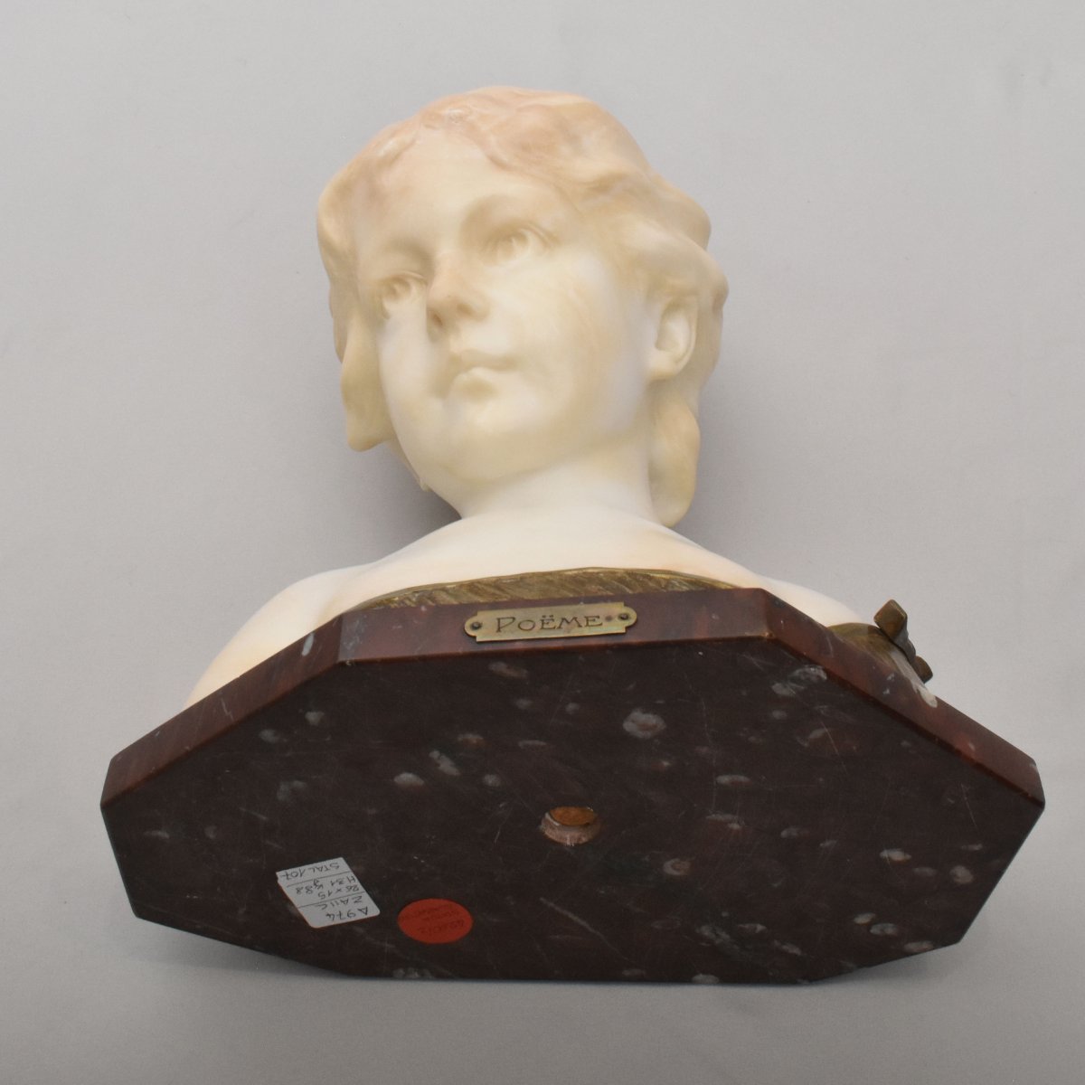SCULTURE ANTICHE IN ALABASTRO, SCULTURA DI DONNA, BUSTO FEMMINILE “POÈME”,  XIX (STAL107)-photo-4