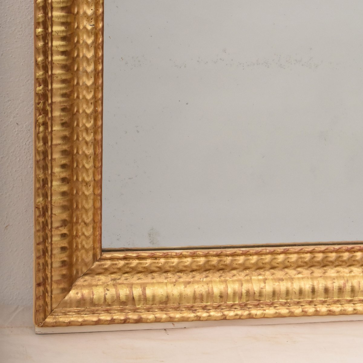 SPECCHIO ANTICO RETTANGOLARE, SPECCHIERA  ANTICA, CORNICE DORATA IN FOGLIA DI ORO, XIX (SPR209)-photo-2