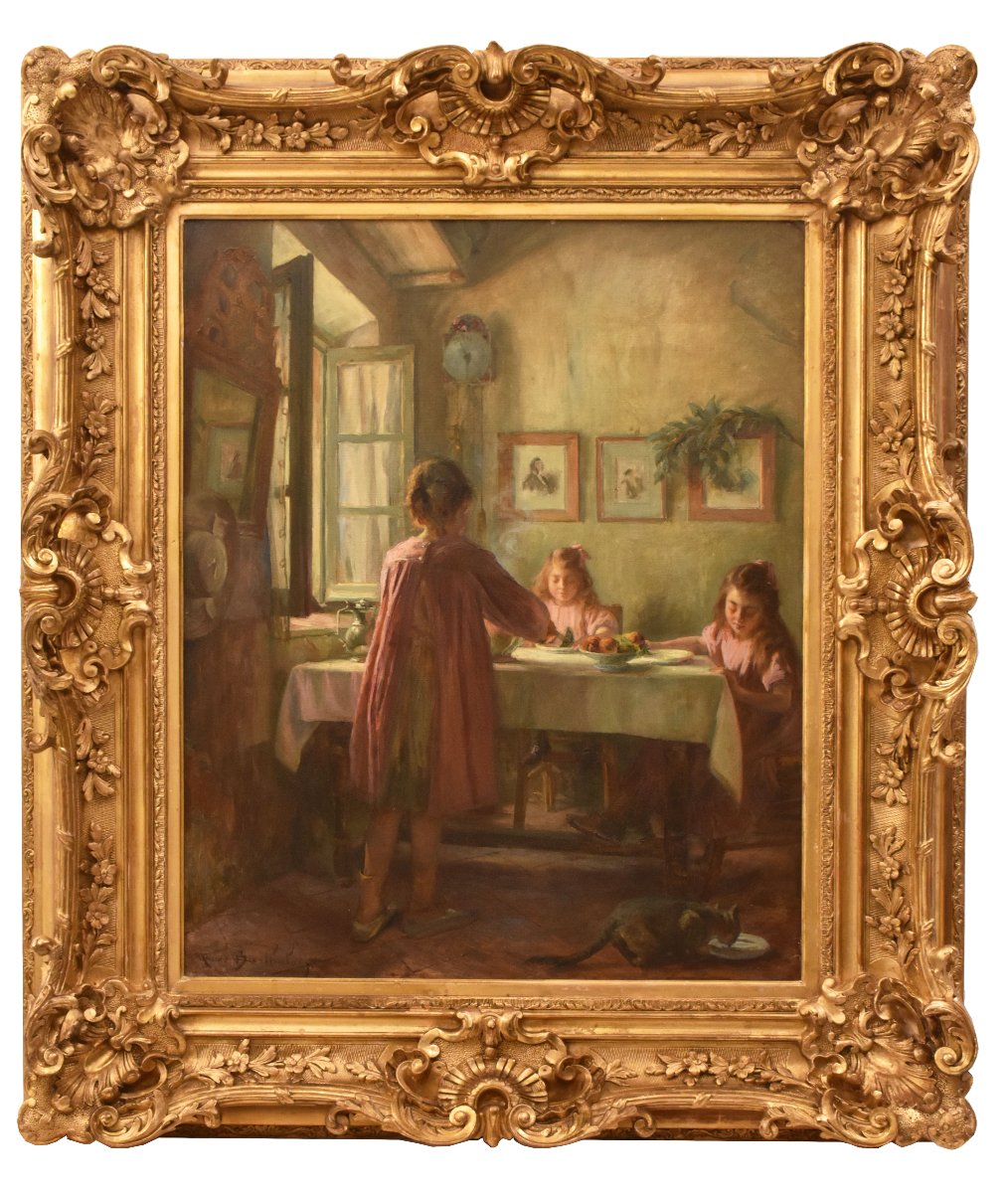 QUADRI ANTICHI, RITRATTI DI INTERNO, PITTURA CON FIGURE FEMMINILI, OLIO SU TELA (QR772)