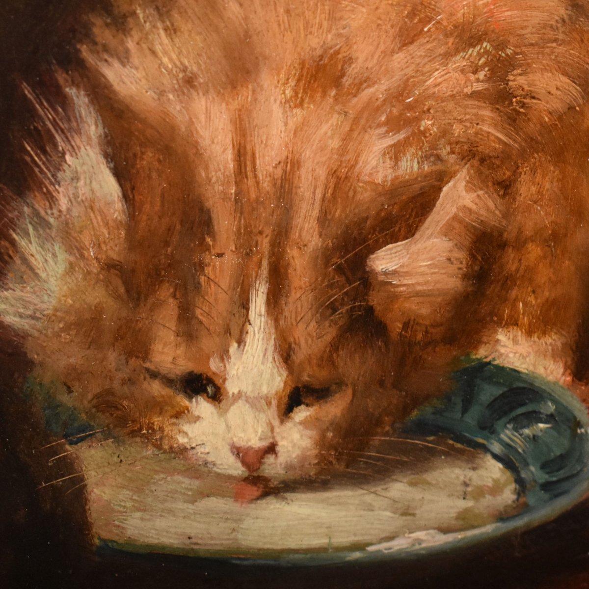Dipinti Antichi Con Animali, Ritratti Con Gatti, Gustave Le Roy, Olio Su Tavola, XIX (QA770)-photo-4