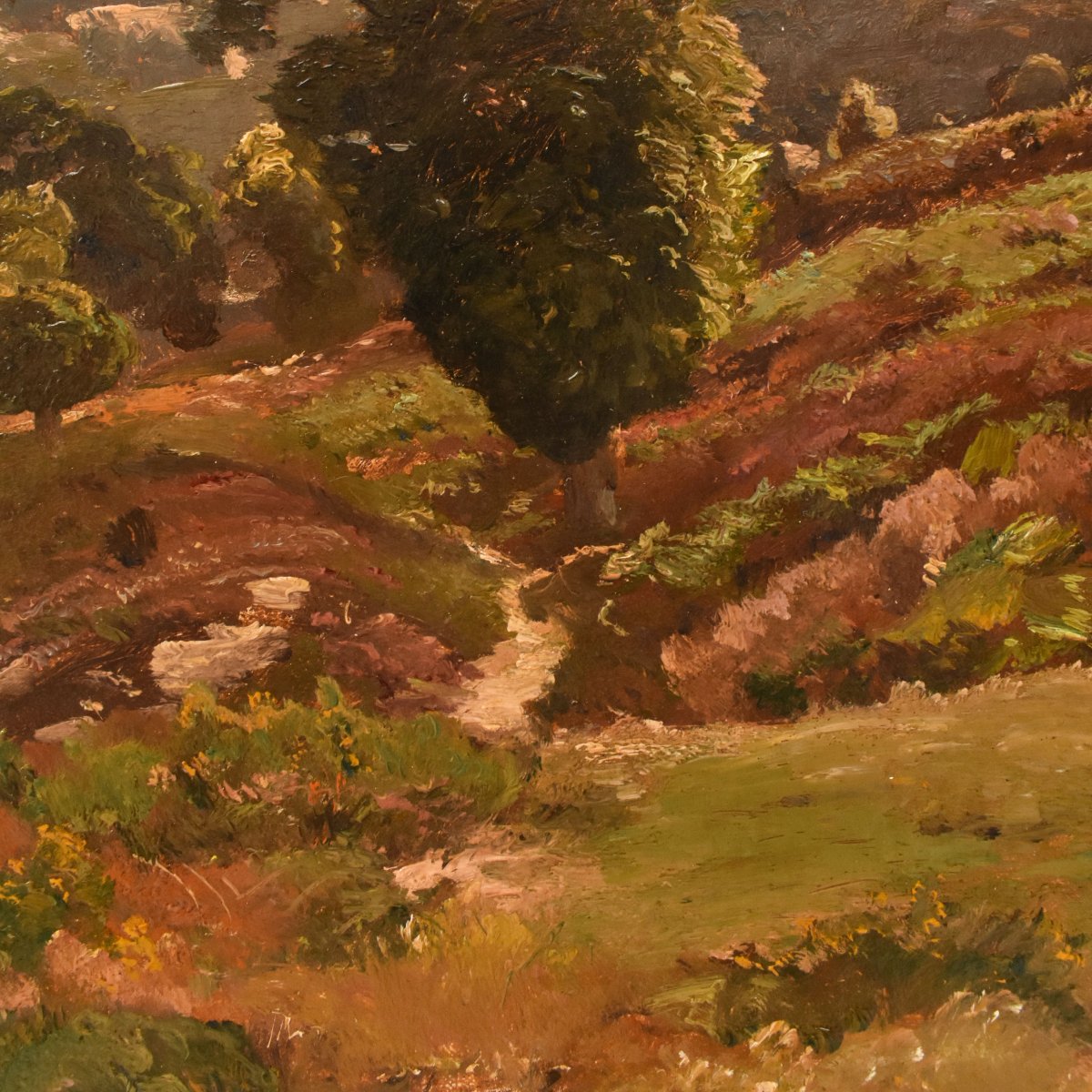 DIPINTI ANTICHI, PAESAGGIO RURALE FRANCESE, OLIO SU TELA, INIZIO XX SECOLO. (QP773)-photo-4