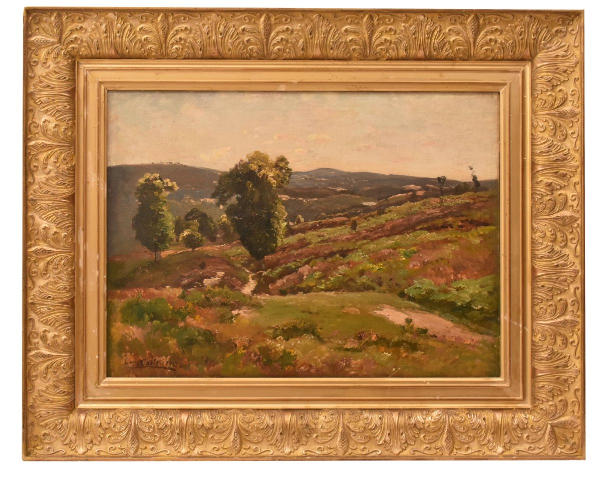 DIPINTI ANTICHI, PAESAGGIO RURALE FRANCESE, OLIO SU TELA, INIZIO XX SECOLO. (QP773)