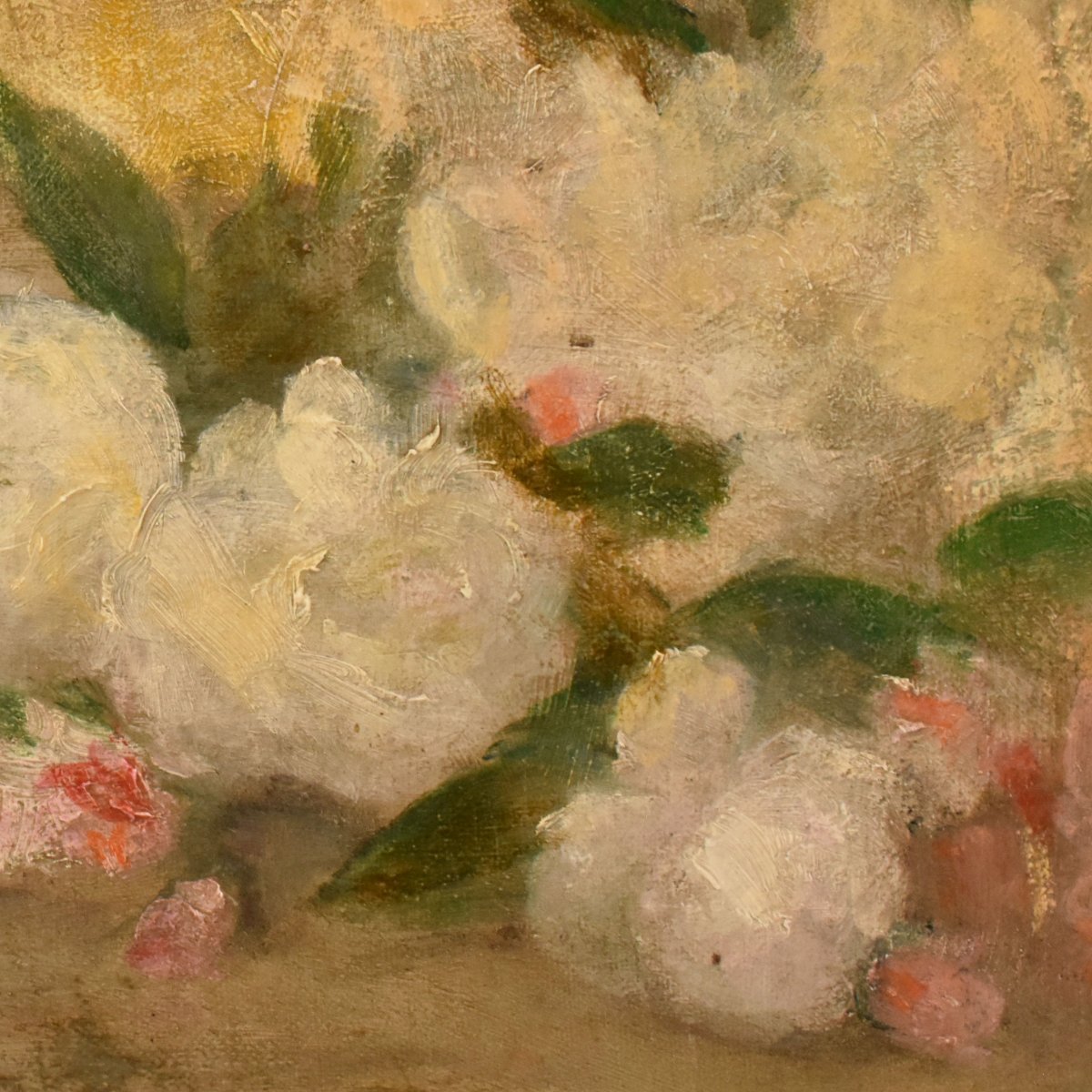 QUADRO ANTICO, JETÈ DE ROSES, ACHILLE CESBRON, NATURA MORTA ROSE, OLIO SU TELA, XIX (QF782)-photo-1