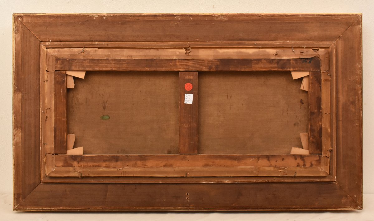 QUADRO ANTICO, JETÈ DE ROSES, ACHILLE CESBRON, NATURA MORTA ROSE, OLIO SU TELA, XIX (QF782)-photo-5