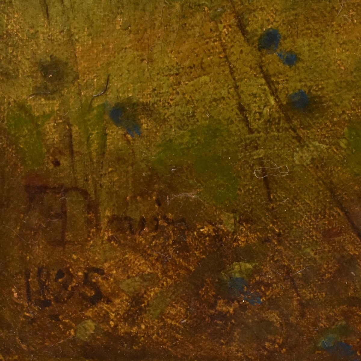 QUADRI ANTICHI, PAESAGGIO FRANCESE, SOTTO BOSCO, OLIO SU TELA, XIX (QP778)-photo-3